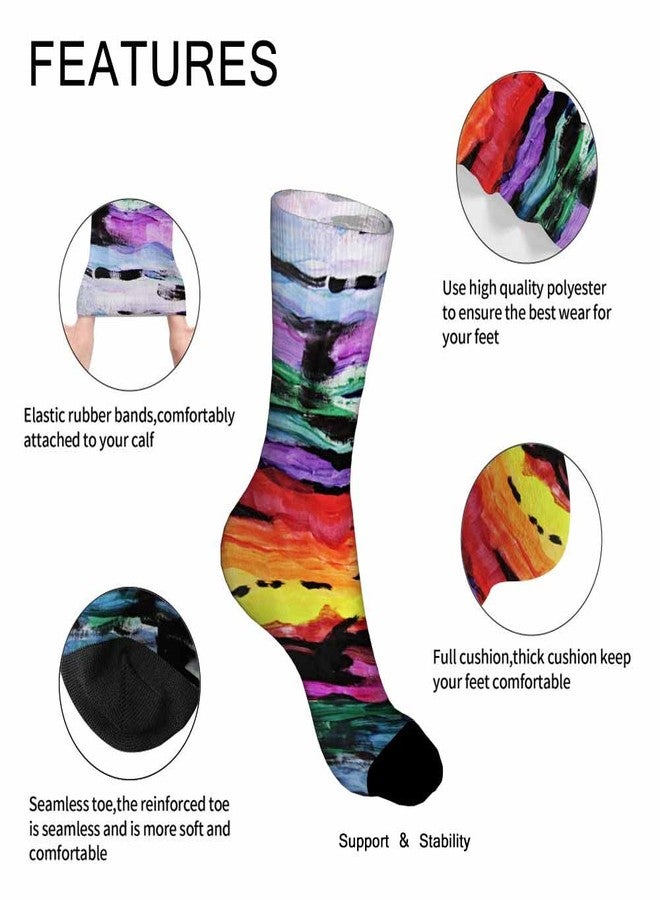 Pehede Socks Abstract Creative Lines Athletic Crew Socks Sunset Background for Men Women Cool Cute Crazy Funny Sport Colorful Novelty Socks - Image 3